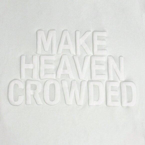White "make heaven crowded" Letter Embossed Round Neck Short Sleeve T-Shirt - Picture 4 of 4